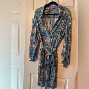 Lilly Pulitzer Bethanne Button Down Dress in Blue Thistle Tiger Queen